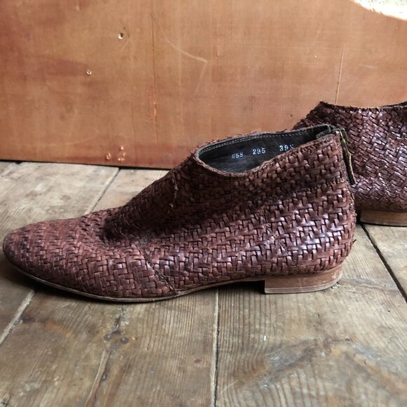 Rare Ron White Woven Leather Ankle Boots size 39.5 women's Shoes - Picture 6 of 10